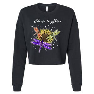 Metal Health Awareness Sunflower Dragonfly's Cropped Pullover Crew