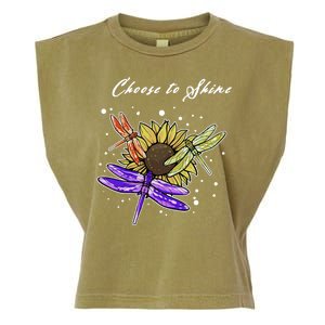 Metal Health Awareness Sunflower Dragonfly's Garment-Dyed Women's Muscle Tee