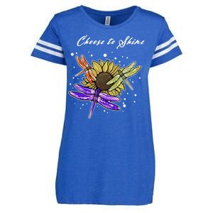 Metal Health Awareness Sunflower Dragonfly's Enza Ladies Jersey Football T-Shirt