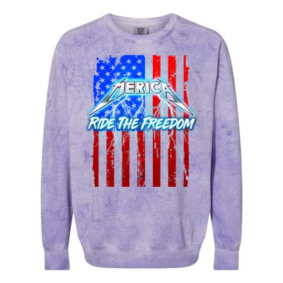 Metal Merica Ride The Freedom Colorblast Crewneck Sweatshirt