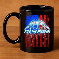 Metal Merica Ride The Freedom 11oz C Handle Ceramic Mug