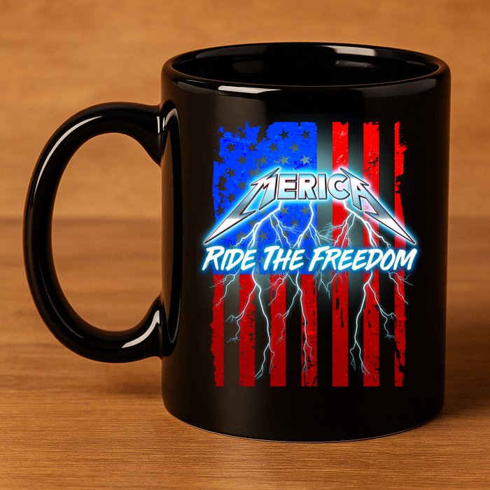 Metal Merica Ride The Freedom 11oz C Handle Ceramic Mug