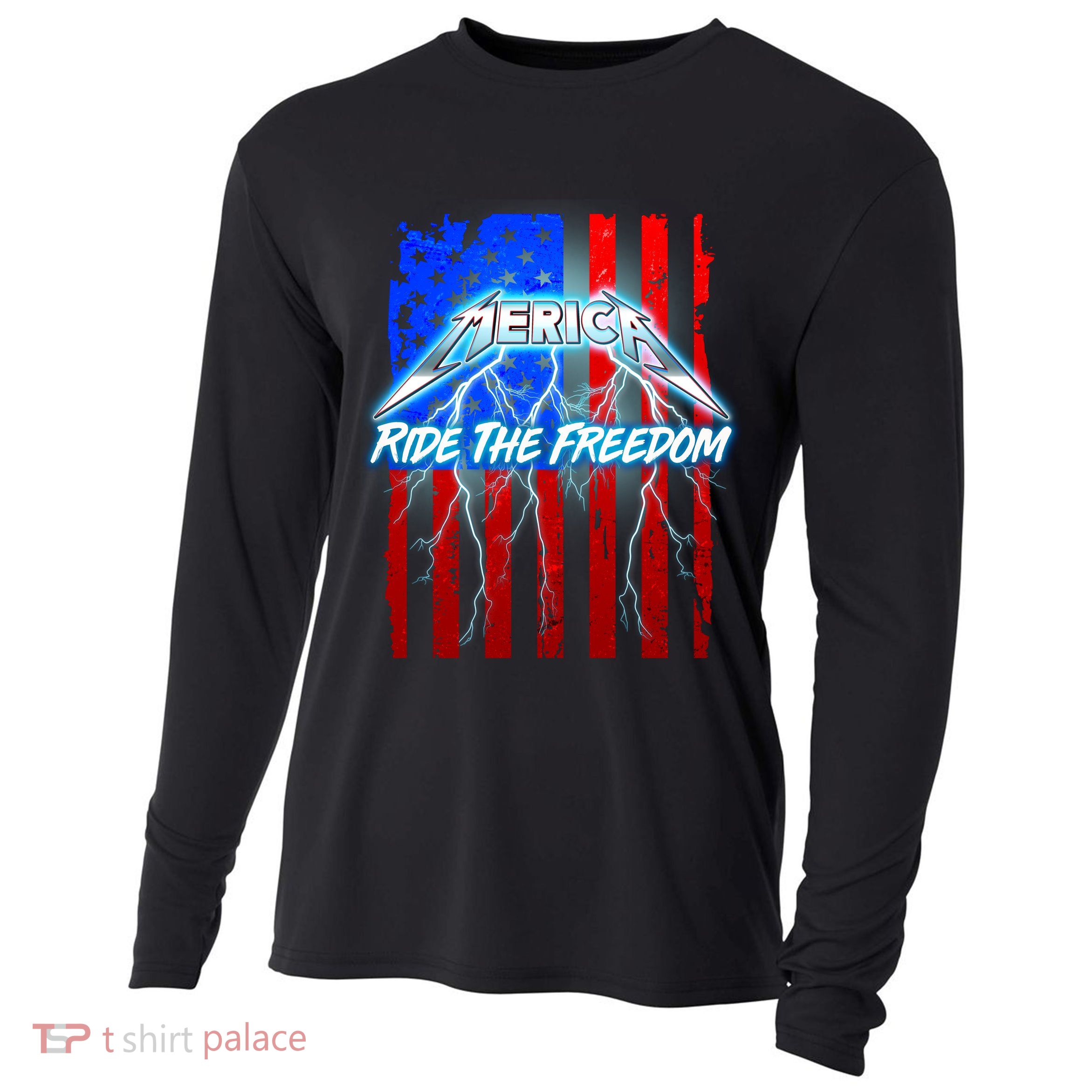 Metal Merica Ride The Freedom Cooling Performance Long Sleeve Crew