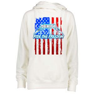 Metal Merica Ride The Freedom Womens Funnel Neck Pullover Hood