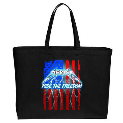 Metal Merica Ride The Freedom Cotton Canvas Jumbo Tote