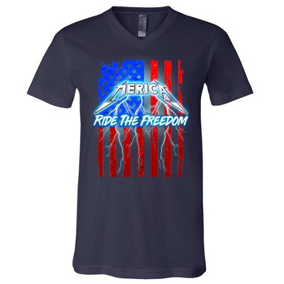 Metal Merica Ride The Freedom V-Neck T-Shirt