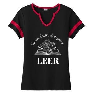 Maestra Es Un Buen Dia Para Leer Spanish Book Lover Bibliote Ladies Halftime Notch Neck Tee