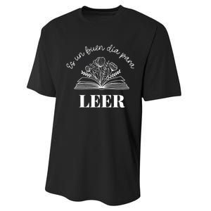 Maestra Es Un Buen Dia Para Leer Spanish Book Lover Bibliote Performance Sprint T-Shirt