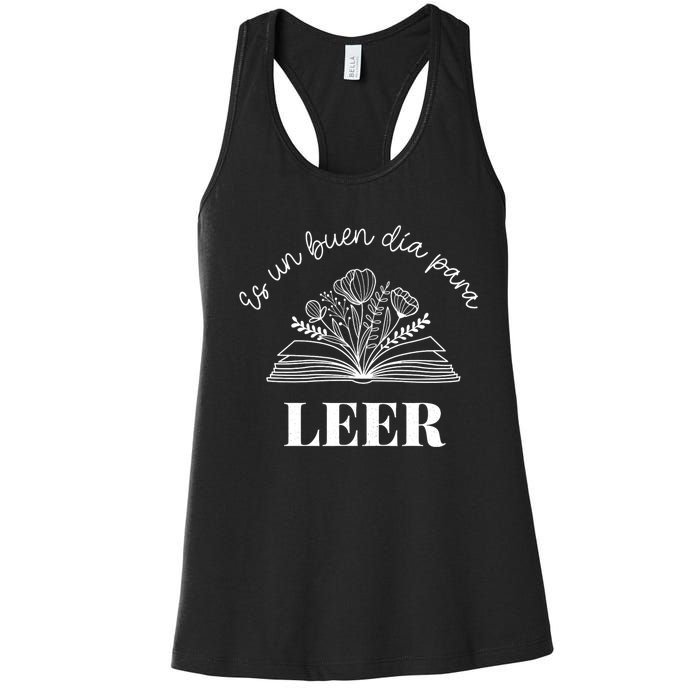 Maestra Es Un Buen Dia Para Leer Spanish Book Lover Bibliote Women's Racerback Tank