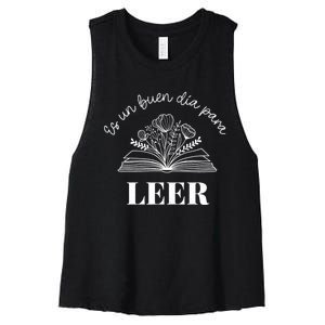 Maestra Es Un Buen Dia Para Leer Spanish Book Lover Bibliote Women's Racerback Cropped Tank