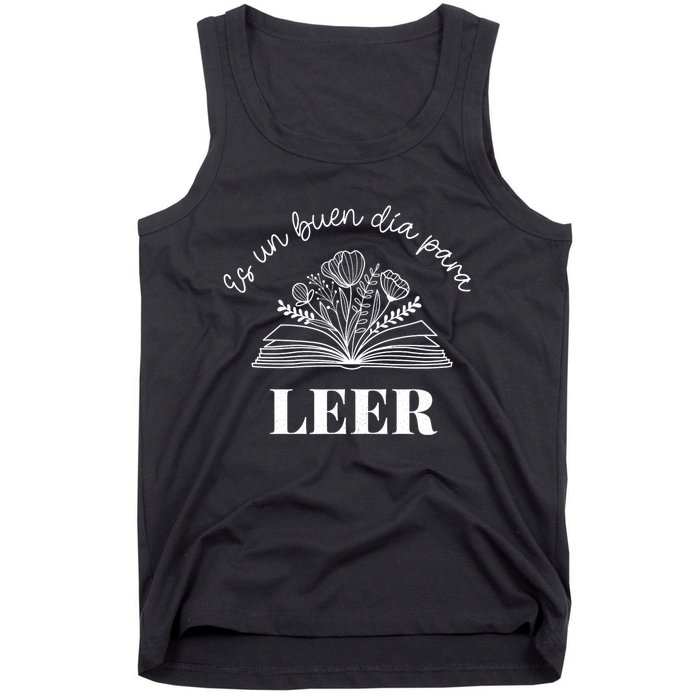 Maestra Es Un Buen Dia Para Leer Spanish Book Lover Bibliote Tank Top