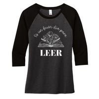 Maestra Es Un Buen Dia Para Leer Spanish Book Lover Bibliote Women's Tri-Blend 3/4-Sleeve Raglan Shirt