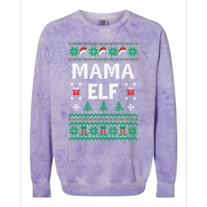 Mama Elf Ugly Christmas Colorblast Crewneck Sweatshirt