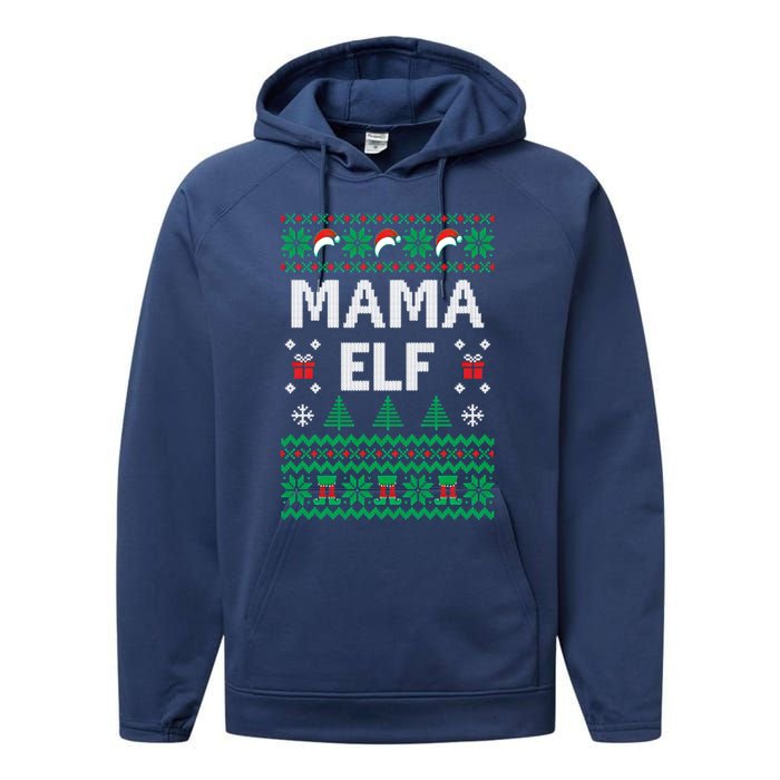 Mama Elf Ugly Christmas Performance Fleece Hoodie