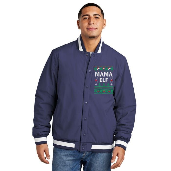 Mama Elf Ugly Christmas Insulated Varsity Jacket