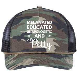 Melanated Educated Unapologetic And Petty Melanin Retro Rope Trucker Hat Cap