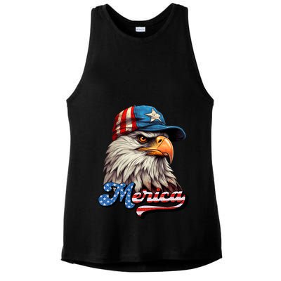 Merica Eagle USA Eagle 4th Of July Patriotic Funny Bald Eagle Ladies PosiCharge Tri-Blend Wicking Tank
