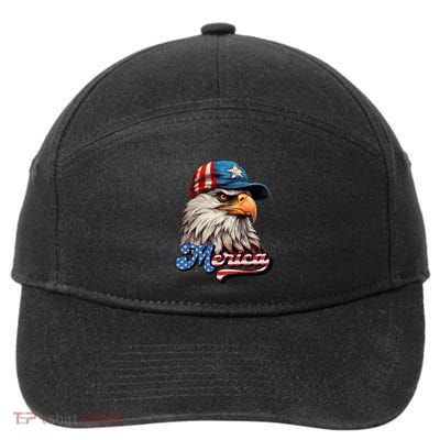 Merica Eagle USA Eagle 4th Of July Patriotic Funny Bald Eagle 7-Panel Snapback Hat