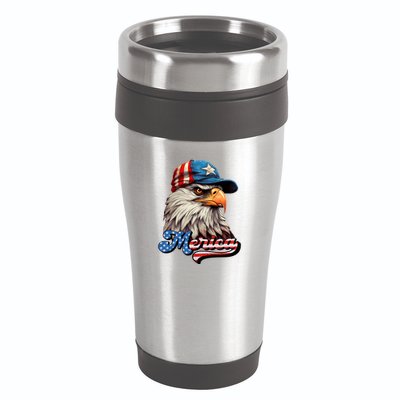 Merica Eagle USA Eagle 4th Of July Patriotic Funny Bald Eagle 16oz Travel Tumbler