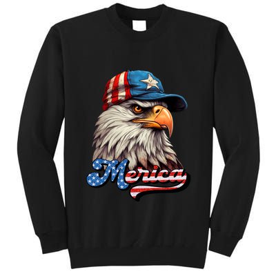 Merica Eagle USA Eagle 4th Of July Patriotic Funny Bald Eagle Tall Sweatshirt