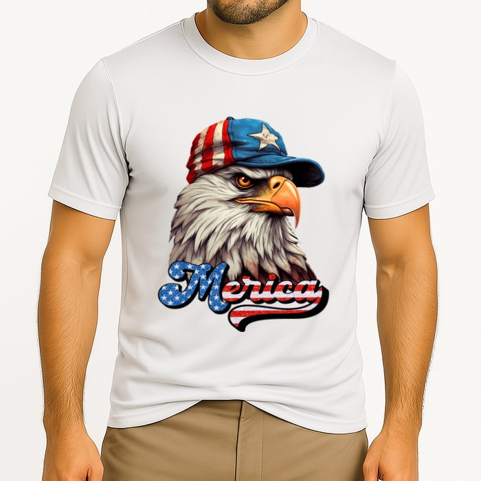 Merica Eagle USA Eagle 4th Of July Patriotic Funny Bald Eagle Cooling Performance Crew T-Shirt