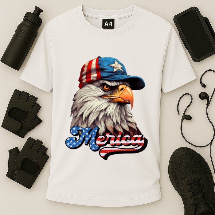 Merica Eagle USA Eagle 4th Of July Patriotic Funny Bald Eagle Cooling Performance Crew T-Shirt