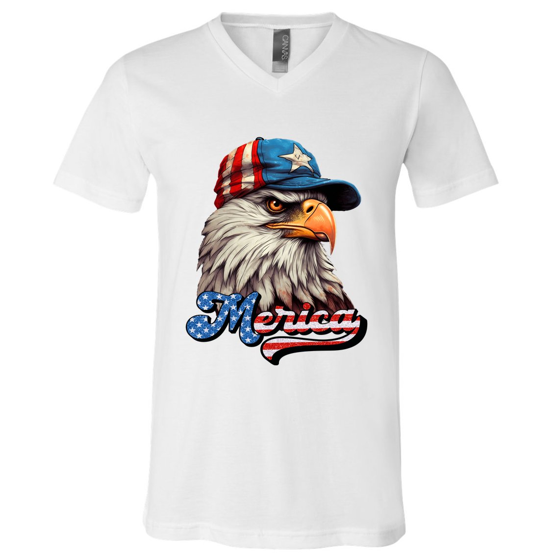 Merica Eagle USA Eagle 4th Of July Patriotic Funny Bald Eagle V-Neck T-Shirt