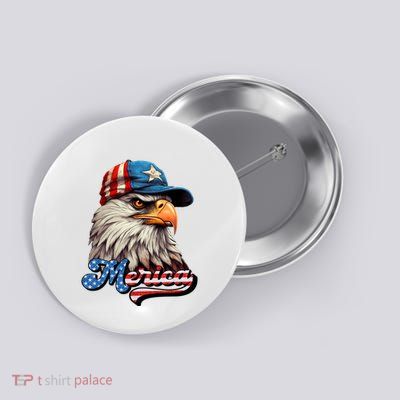 Merica Eagle USA Eagle 4th Of July Patriotic Funny Bald Eagle Button