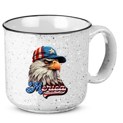 Merica Eagle USA Eagle 4th Of July Patriotic Funny Bald Eagle 15oz Campfire Ceramic Mug