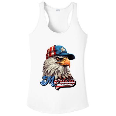 Merica Eagle USA Eagle 4th Of July Patriotic Funny Bald Eagle Ladies PosiCharge Competitor Racerback Tank