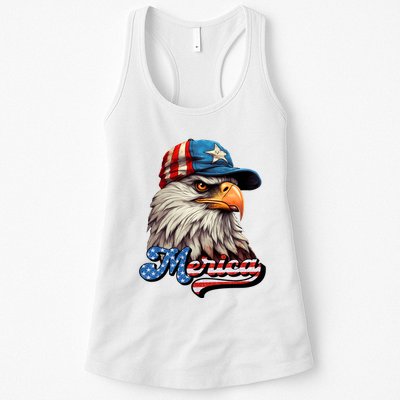 Merica Eagle USA Eagle 4th Of July Patriotic Funny Bald Eagle Womens Tank Top