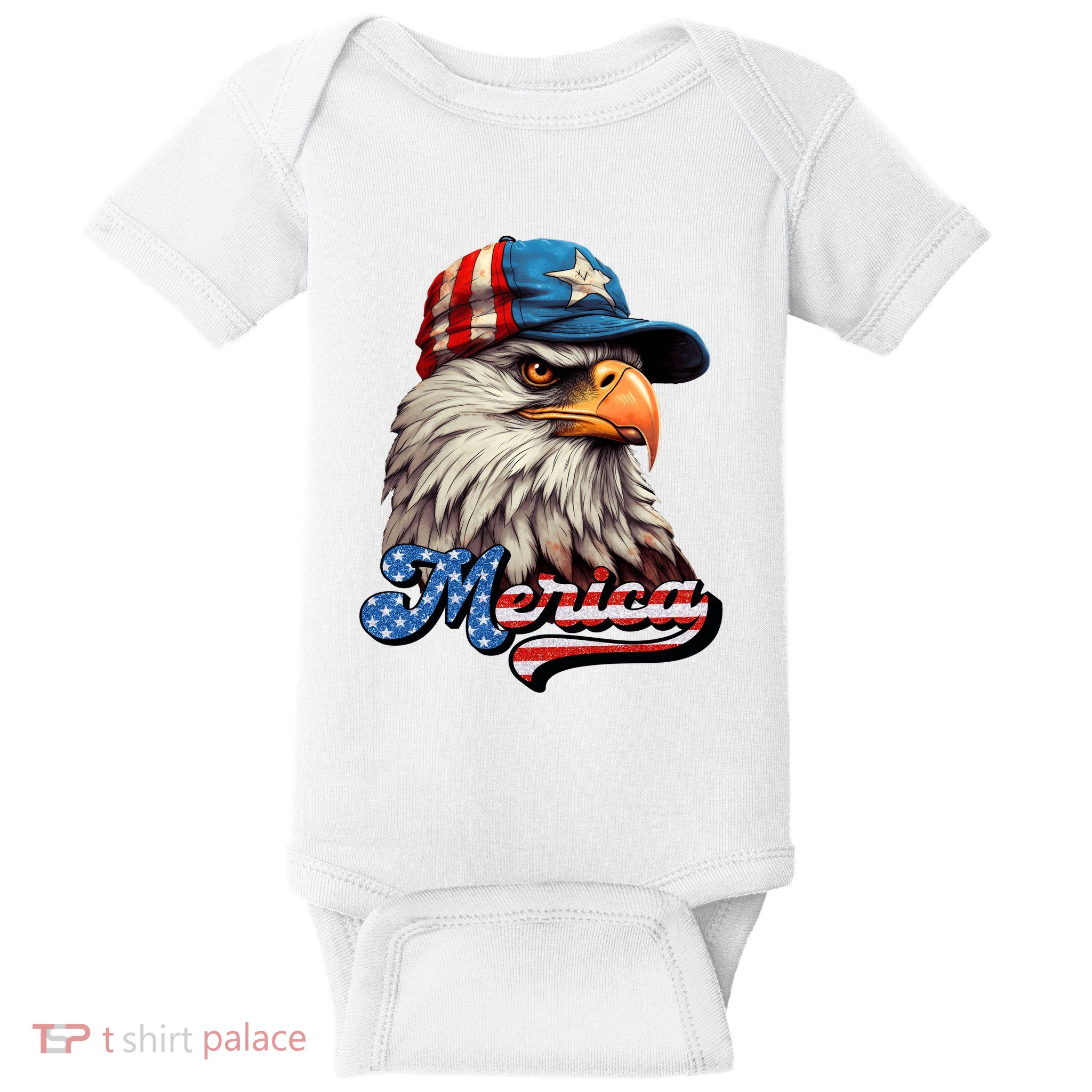 Merica Eagle USA Eagle 4th Of July Patriotic Funny Bald Eagle Baby Bodysuit