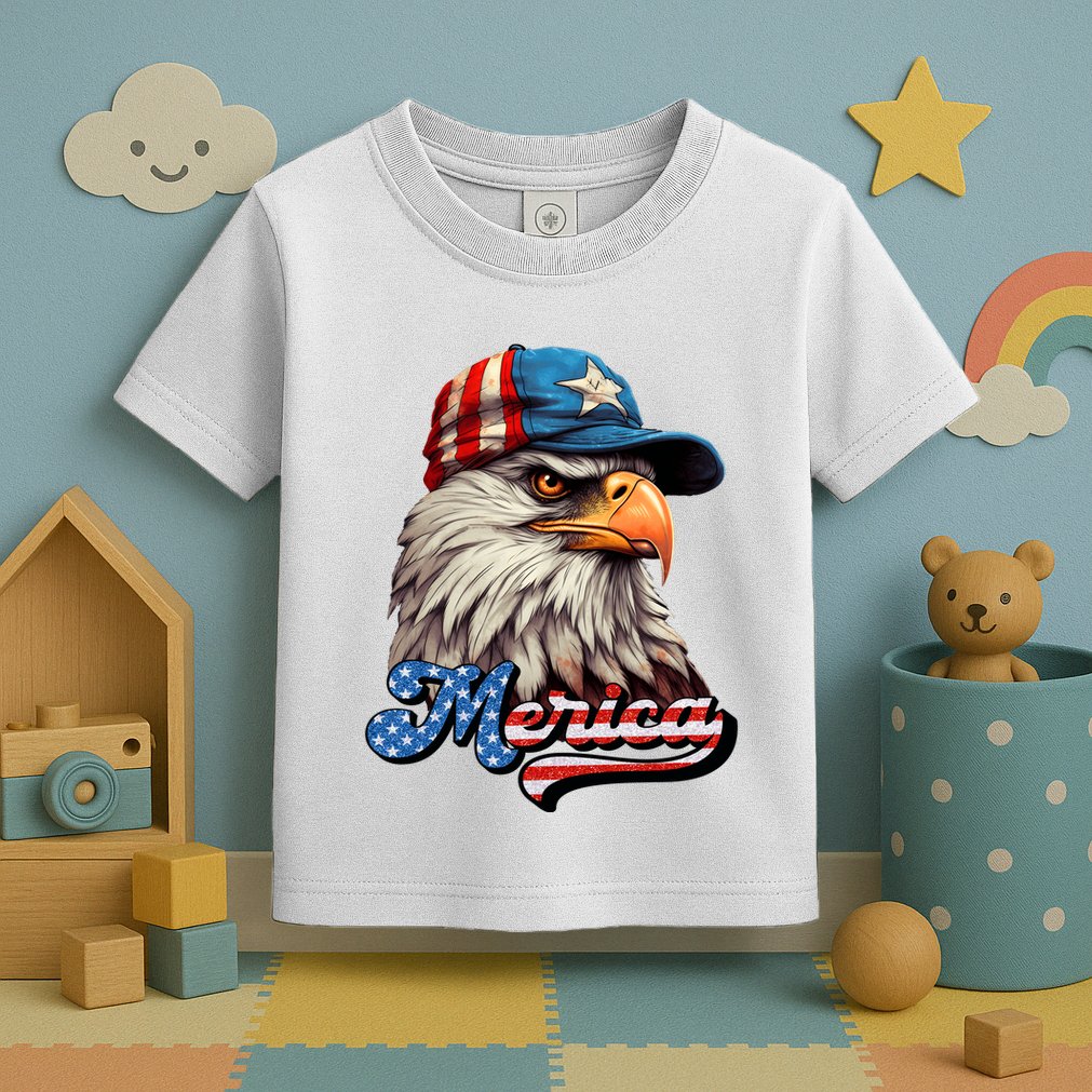Merica Eagle USA Eagle 4th Of July Patriotic Funny Bald Eagle Toddler T-Shirt