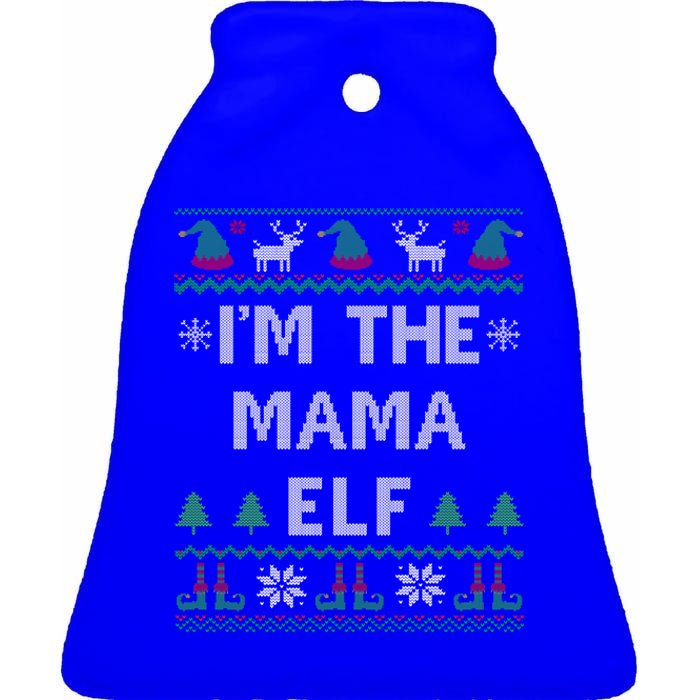 Mama Elf Ugly Christmas Mom Mother Great Gift Ceramic Bell Ornament