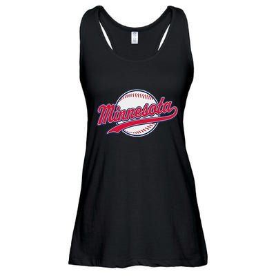 Minnesota Ee Vintage Baseball Hrowback Retro Design Ladies Essential Flowy Tank