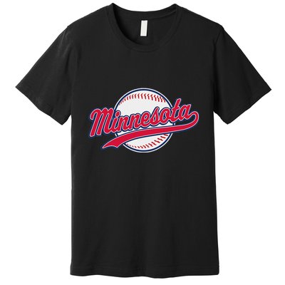 Minnesota Ee Vintage Baseball Hrowback Retro Design Premium T-Shirt