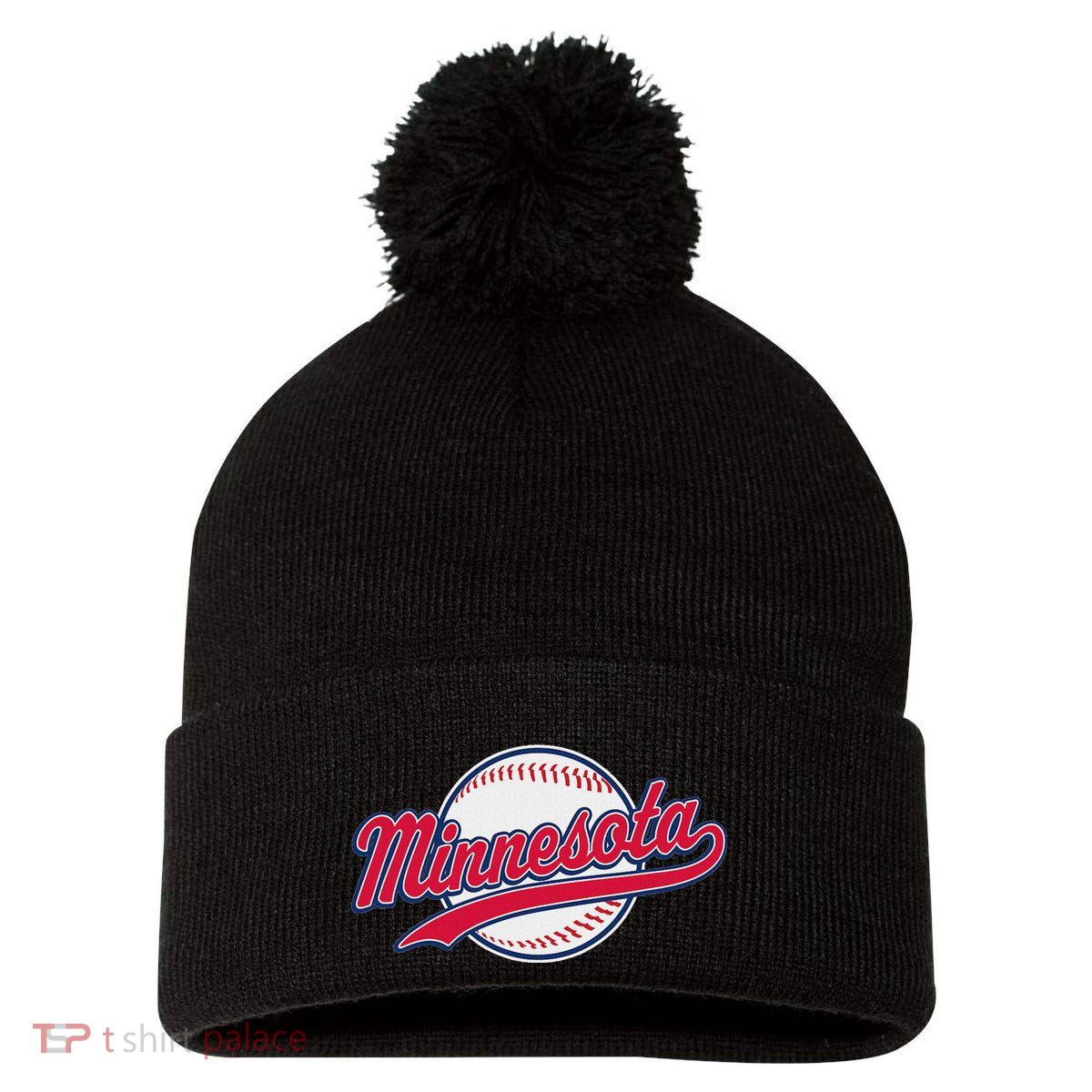 Minnesota Ee Vintage Baseball Hrowback Retro Design Pom Pom 12in Knit Beanie