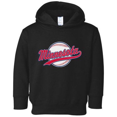 Minnesota Ee Vintage Baseball Hrowback Retro Design Toddler Hoodie