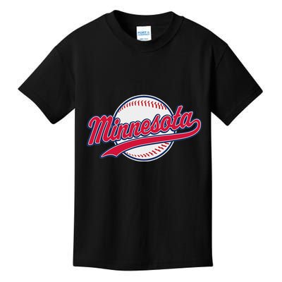 Minnesota Ee Vintage Baseball Hrowback Retro Design Kids T-Shirt