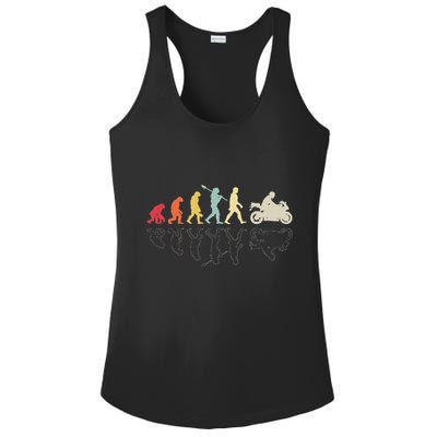 Motorcycle Evolution Vintage Superbike Biker Motorcyclist Ladies PosiCharge Competitor Racerback Tank