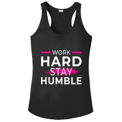 Motivational Entrepreneur Work Hard Stay Humble Gift Ladies PosiCharge Competitor Racerback Tank