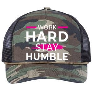 Motivational Entrepreneur Work Hard Stay Humble Gift Retro Rope Trucker Hat Cap