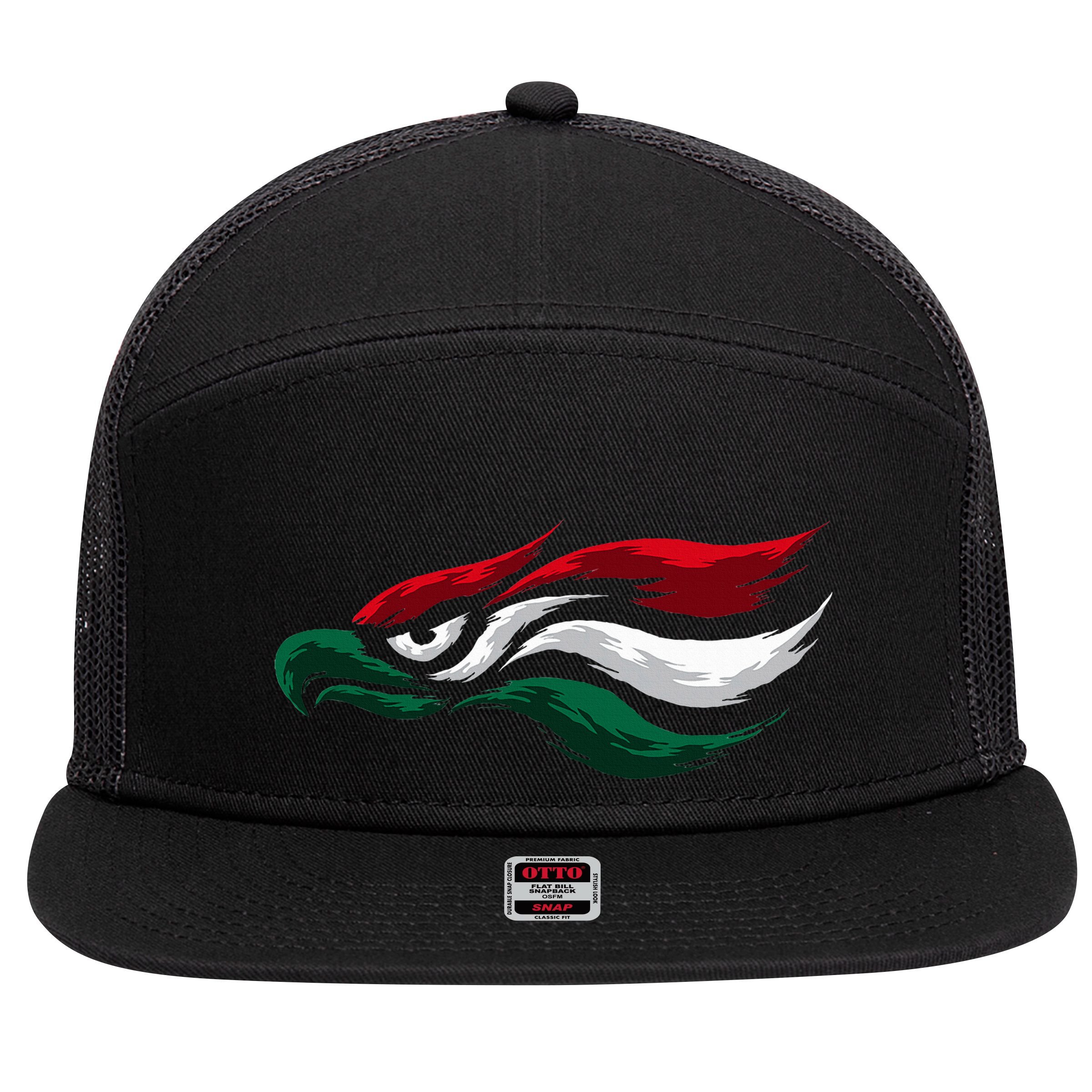 Mexican Eagle With Mexico Flag Hecho En Mexico 7 Panel Mesh Trucker Snapback Hat