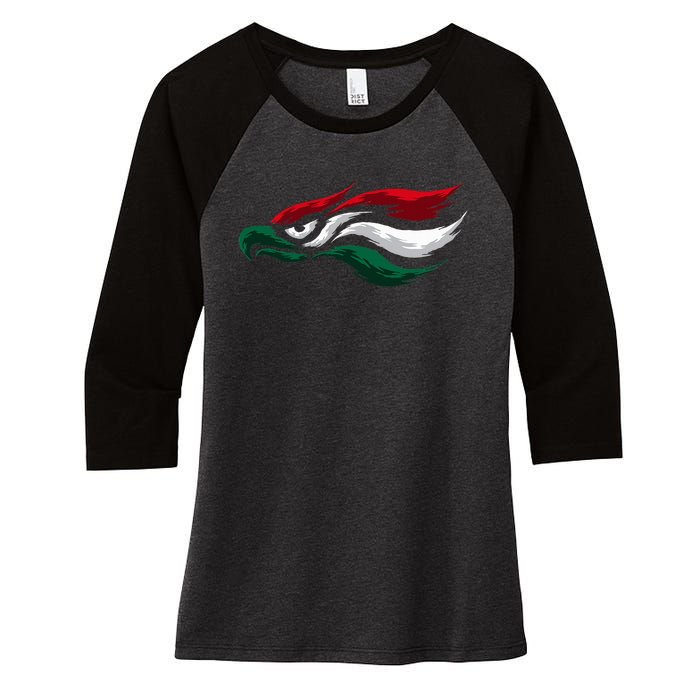 Mexican Eagle With Mexico Flag Hecho En Mexico Women's Tri-Blend 3/4-Sleeve Raglan Shirt