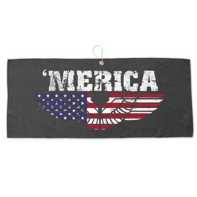 Merica Eagle Wings Flag Patriotic Gift Large Microfiber Waffle Golf Towel