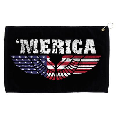 Merica Eagle Wings Flag Patriotic Gift Grommeted Golf Towel