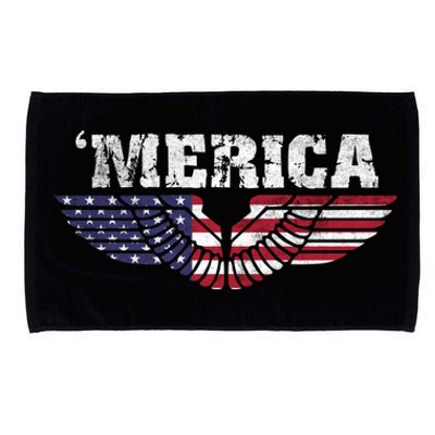 Merica Eagle Wings Flag Patriotic Gift Microfiber Hand Towel