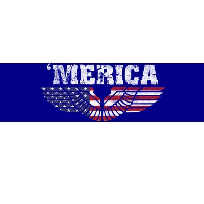 Merica Eagle Wings Flag Patriotic Gift Bumper Sticker