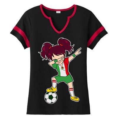 Mexican Dabbing Soccer Gril Mexico Ladies Halftime Notch Neck Tee