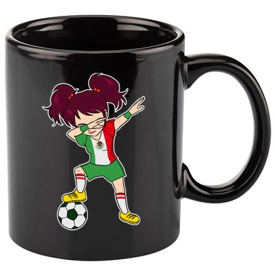Mexican Dabbing Soccer Gril Mexico 11oz C Handle Ceramic Mug
